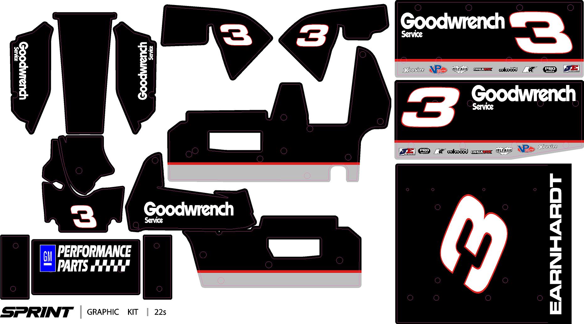 EARNHARDT 3 goodwrench losi sprint car wrap